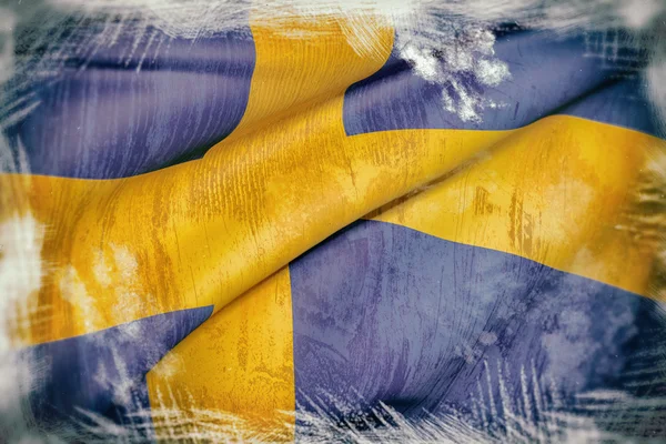 3D visszaadás-ból egy svéd zászló — Stock Fotó