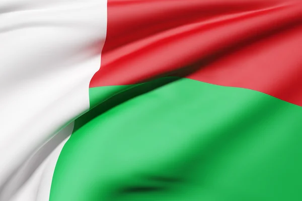 Republiken Madagaskar flagga vajande — Stockfoto