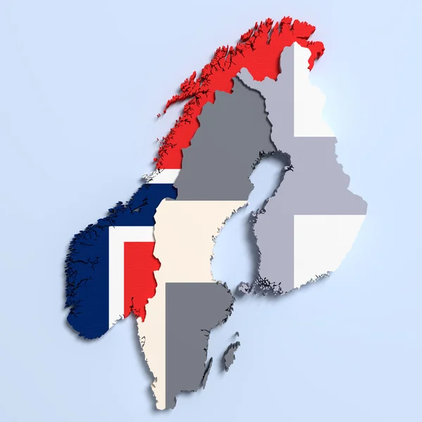 Silhouette of Norway map with flag — Stock Photo, Image