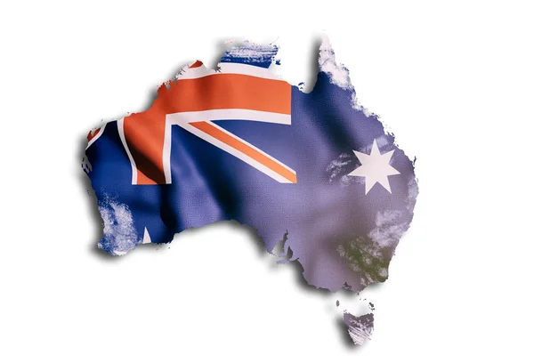 3D-Darstellung einer australischen Landkarte und Flagge — Stockfoto