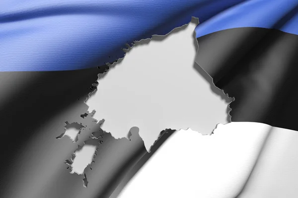 Карта Силуэта Эстонии с флагом — стоковое фото