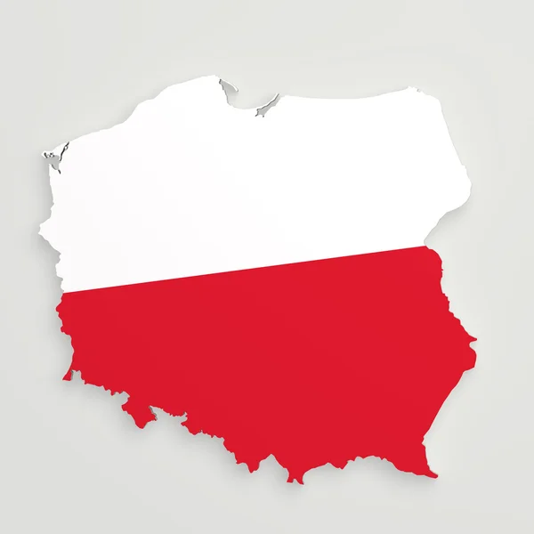 Silhouette of Poland map with flag — Stock Photo, Image