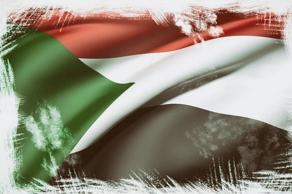 Szudán zászlót lengetve — Stock Fotó