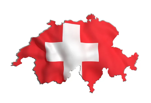 Mappa di Silhouette della Svizzera con la bandiera — Foto Stock