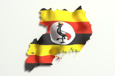 Uganda bayrağıyla harita silüeti