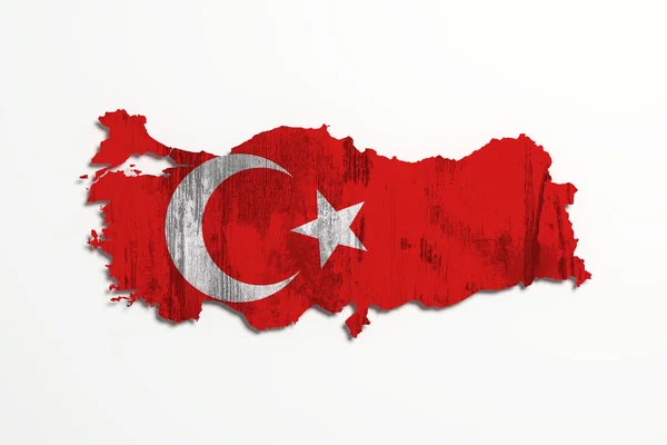 Silhouette of Turkey map with flag — Stock Photo, Image