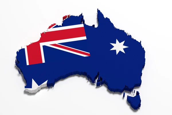 Representación 3d de un mapa y bandera de Australia — Foto de Stock