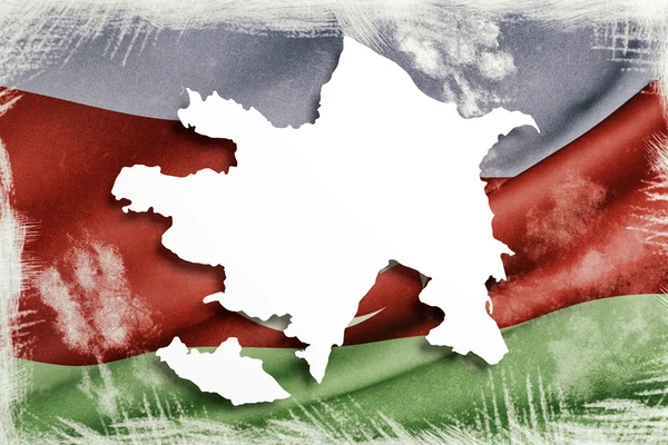 Silhouet van Azerbeidzjan kaart met vlag — Stockfoto
