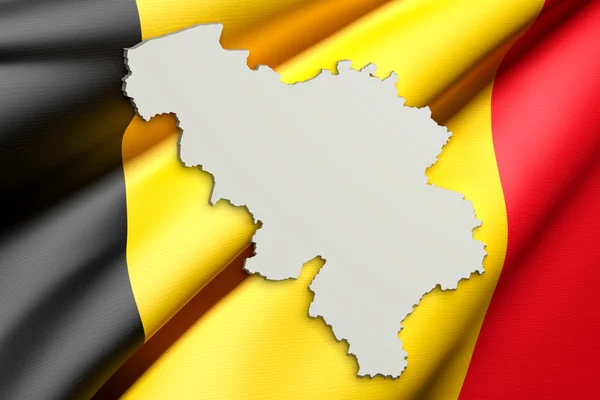 Silhouet van België kaart met vlag — Stockfoto
