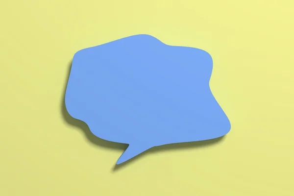 Bolla di discorso blu con spazio vuoto su sfondo giallo — Foto Stock