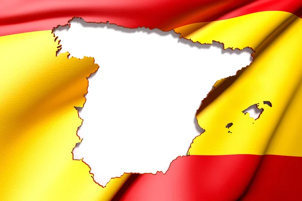 Silhouette of Spain map with flag — Stock Photo, Image