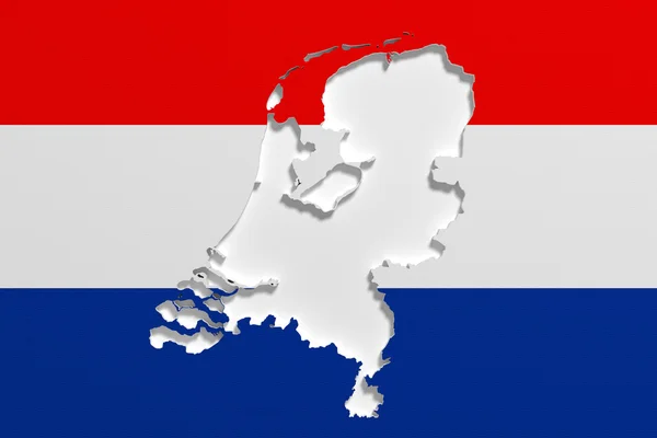 Mapa da silhueta da Holanda com bandeira — Fotografia de Stock