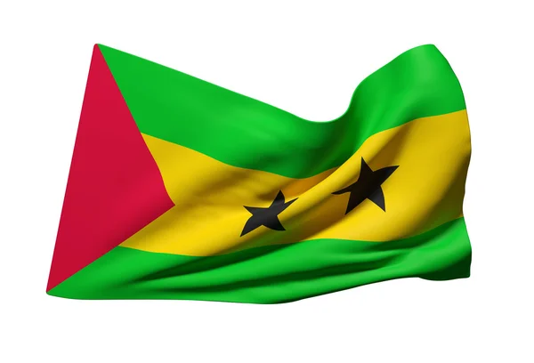 República Democrática del Santo Tomé y Príncipe ondeando la bandera — Foto de Stock
