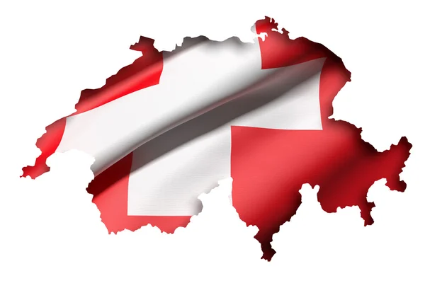 Silhuett av Schweiz karta med flagga — Stockfoto