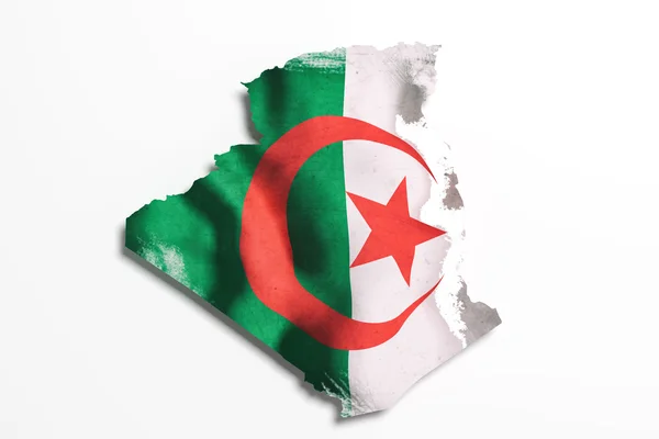 Silhouet van Algerije kaart met vlag — Stockfoto