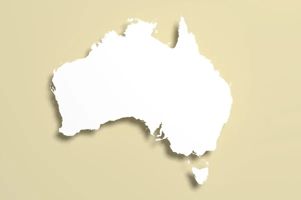 갈색 바탕에 호주 지도 3 차원 렌더링 — 스톡 사진