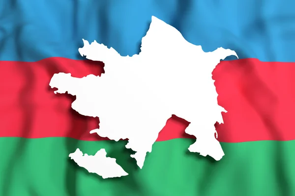 Silueta de Azerbaiyán mapa con bandera —  Fotos de Stock