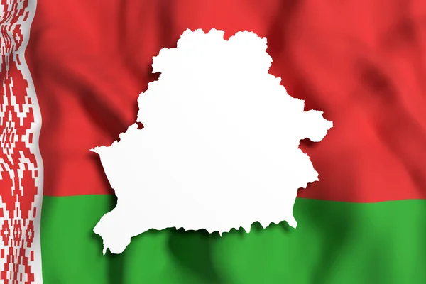 Sylwetka mapę Białoruś z flagą — Zdjęcie stockowe