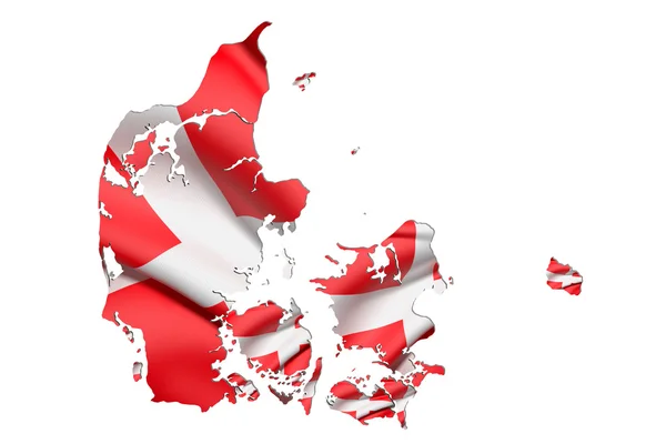 Карта Силуэта Дании с флагом — стоковое фото