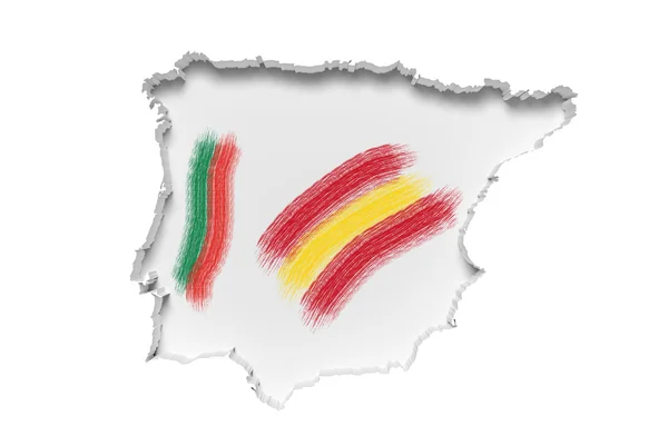 Portugal en de Spaanse vlaggen — Stockfoto