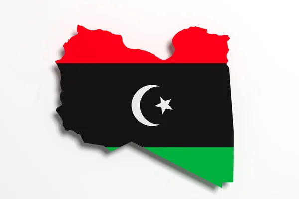 フラグとリビア地図のシルエット — ストック写真