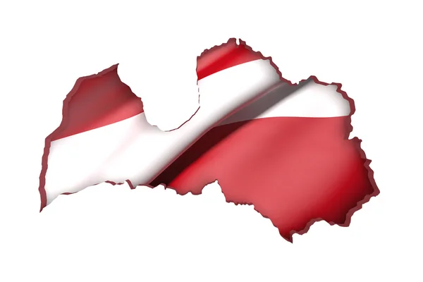 Sylwetka Łotwa mapy z flagą — Zdjęcie stockowe