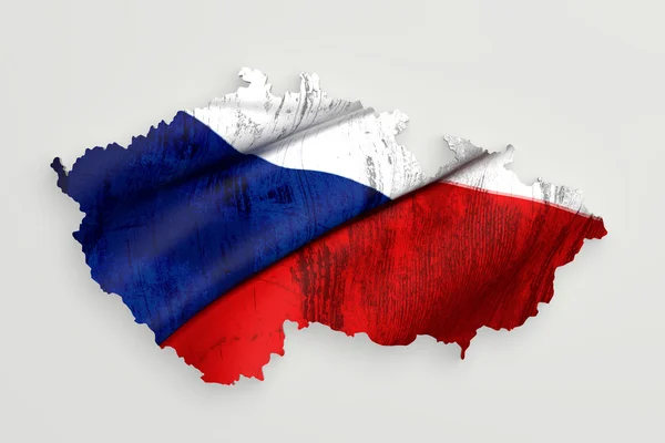 Silueta de República Checa mapa con bandera —  Fotos de Stock
