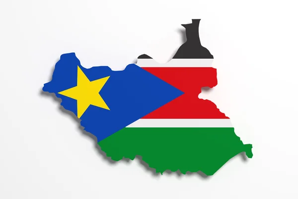 Silhueta do Sudão do Sul mapa com bandeira — Fotografia de Stock