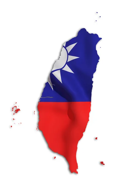 3D-рендеринг карты Тайваня с флагом — стоковое фото