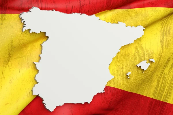 Silhouette der spanischen Landkarte mit Flagge — Stockfoto