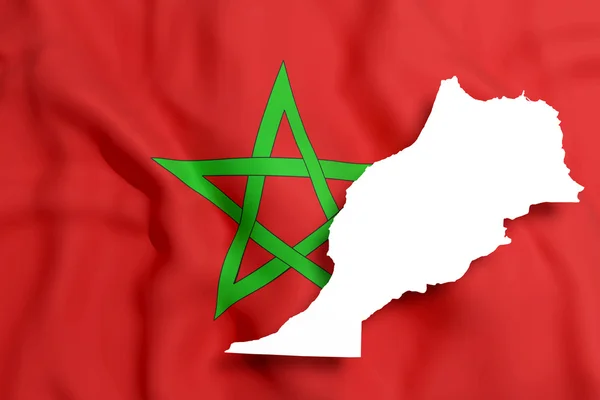 Silhouette of Morocco map with flag — Stock Photo, Image