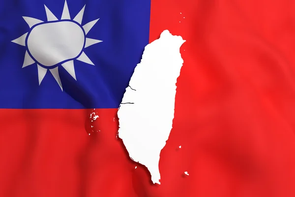 3D-weergave van een kaart van Taiwan met vlag — Stockfoto
