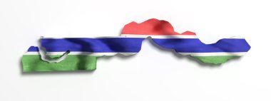 Siluet bayrak ile Gambiya Haritası
