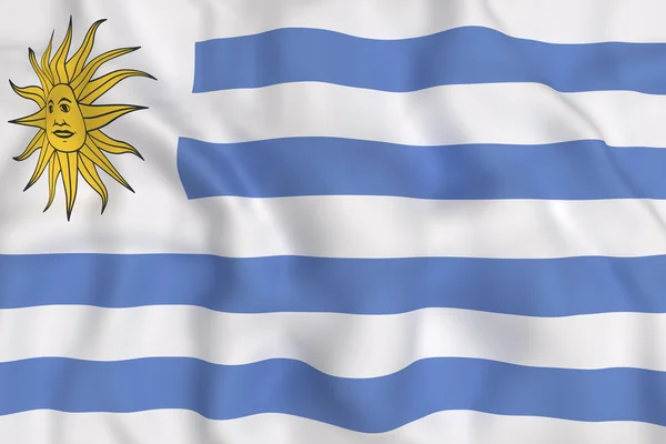 Ανατολική Δημοκρατία της Ουρουγουάης σημαία κυματίζει — Φωτογραφία Αρχείου