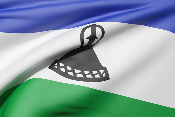 Drapeau du Royaume du Lesotho agitant — Photo