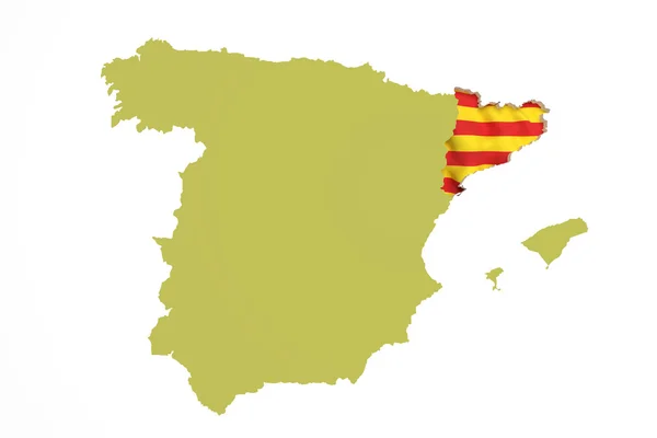 Mapa da Catalunha e bandeira — Fotografia de Stock