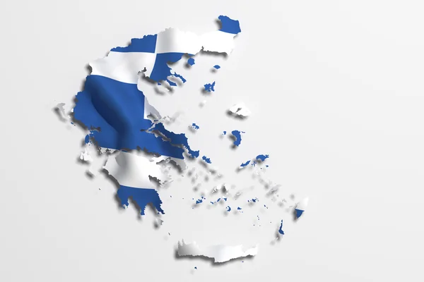Silhuett av Grekland karta med flagga — Stockfoto
