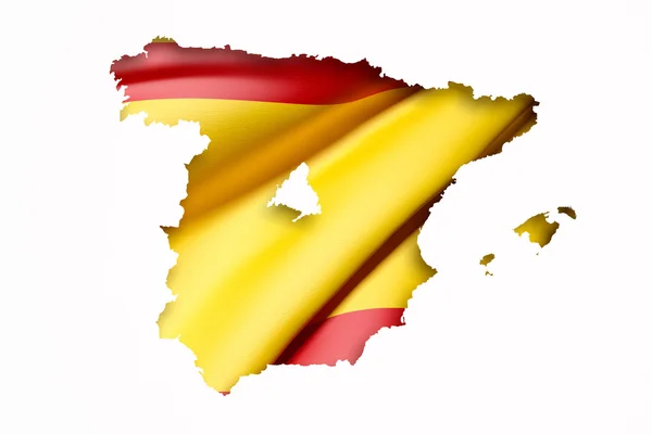 Karta över Spanien och Madrid på ljusa röda och gula bakgrund — Stockfoto
