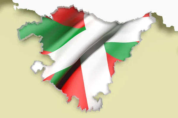 Kaart van Baskenland en vlag — Stockfoto