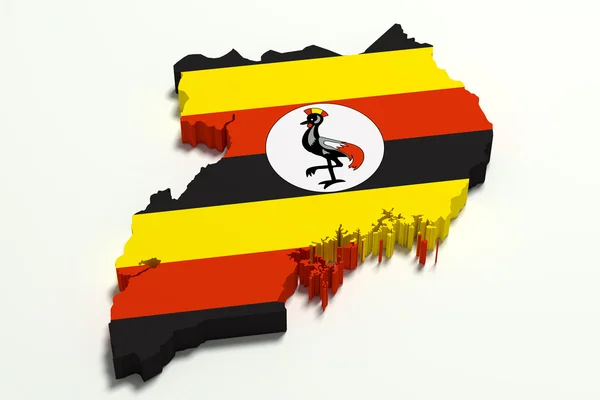 Silueta Uganda mapy s příznakem — Stock fotografie
