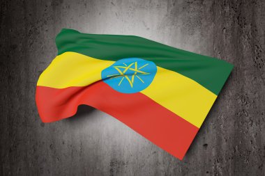 Etiyopya bayrak sallayarak kirli bir arka plan üzerinde 3D render