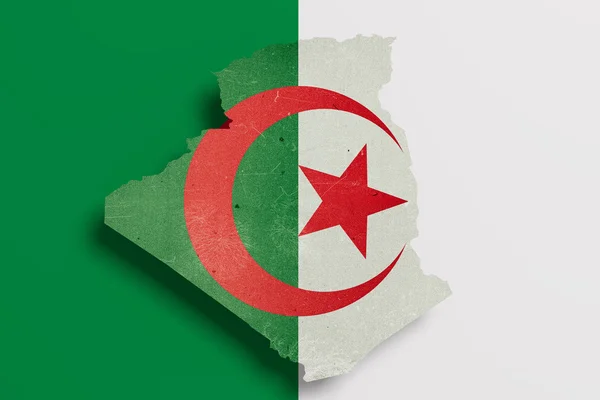 Silhouet van Algerije kaart met vlag — Stockfoto
