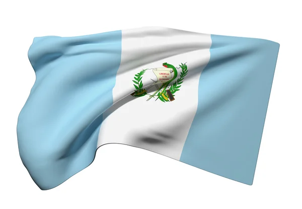 3D-Darstellung der Flagge Guatemalas auf weißem Hintergrund — Stockfoto