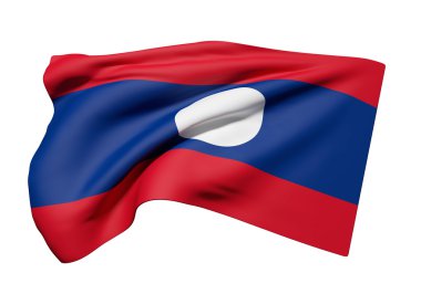 Lao halk Demokratik Cumhuriyeti bayrağı sallayarak