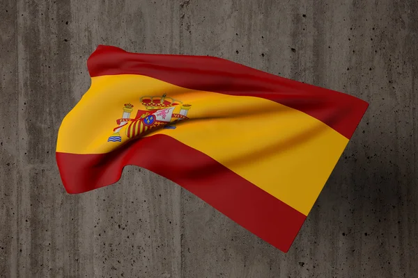 3D-rendering av Spanien flagga vajande på smutsiga bakgrund — Stockfoto