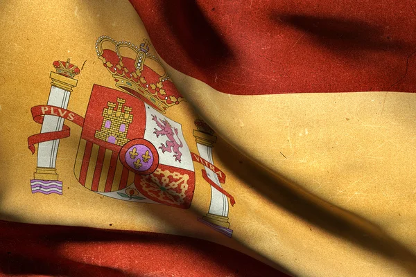 3D-rendering av en gammal Spanien flagga vajande — Stockfoto