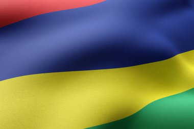 Dokulu ulusal Mauritius bayrağının 3D görüntülenmesi.