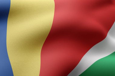 Dokulu bir Seyşeller bayrağının 3D canlandırması.