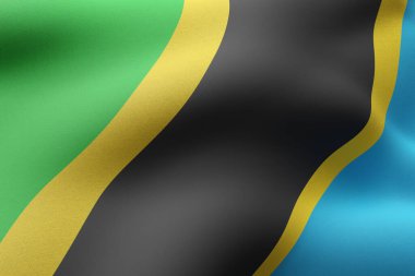 Dokulu bir Tanzanya bayrağının 3D canlandırması.