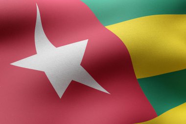 Dokulu ulusal bir Togo bayrağının 3D canlandırması.